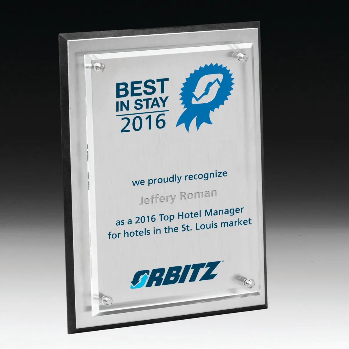 Brushed Aluminum Plaque Clear Panel Chrome Hardware - 9 x 12 in - product view 6