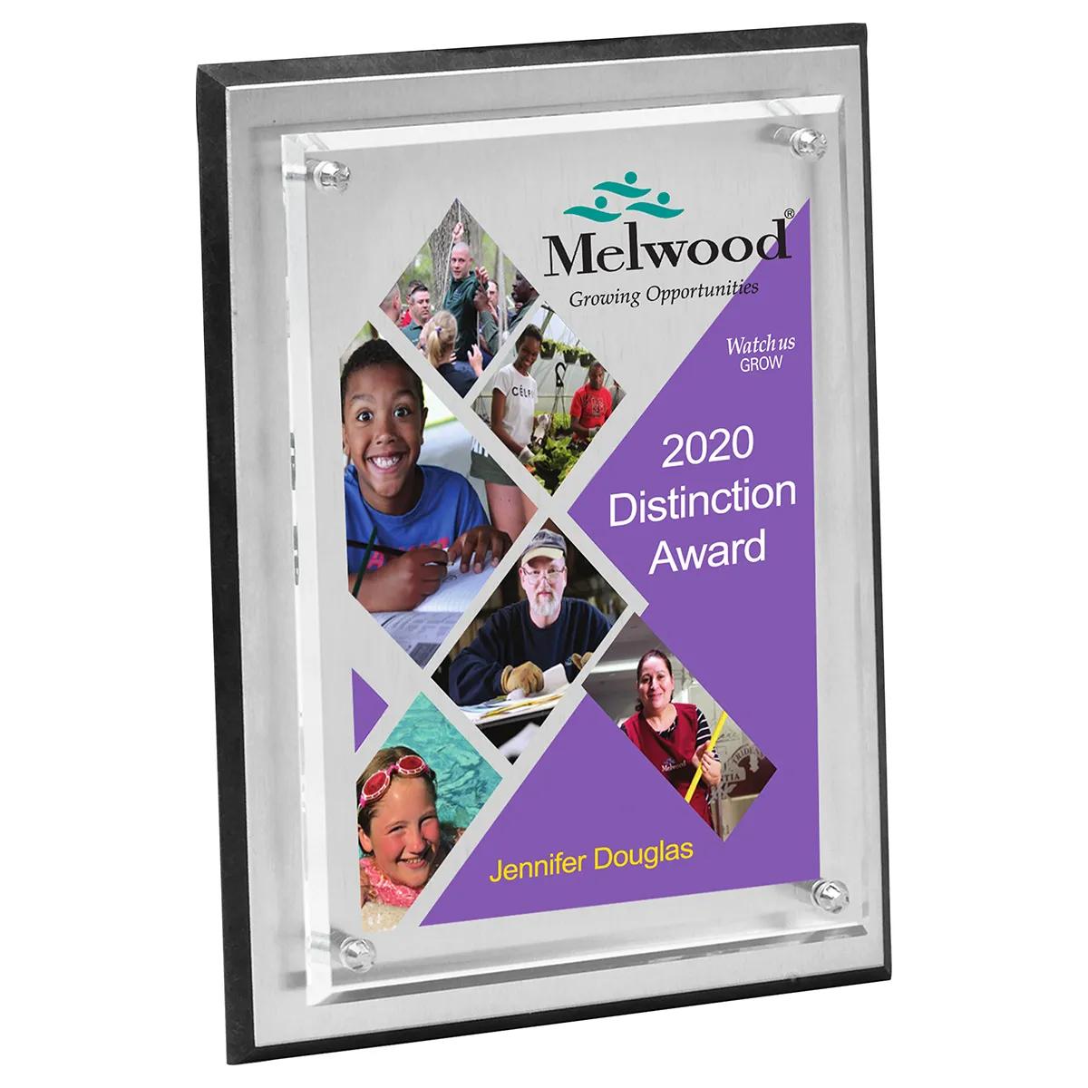 Brushed Aluminum Plaque Clear Panel Chrome Hardware - 9 x 12 in - product view 7