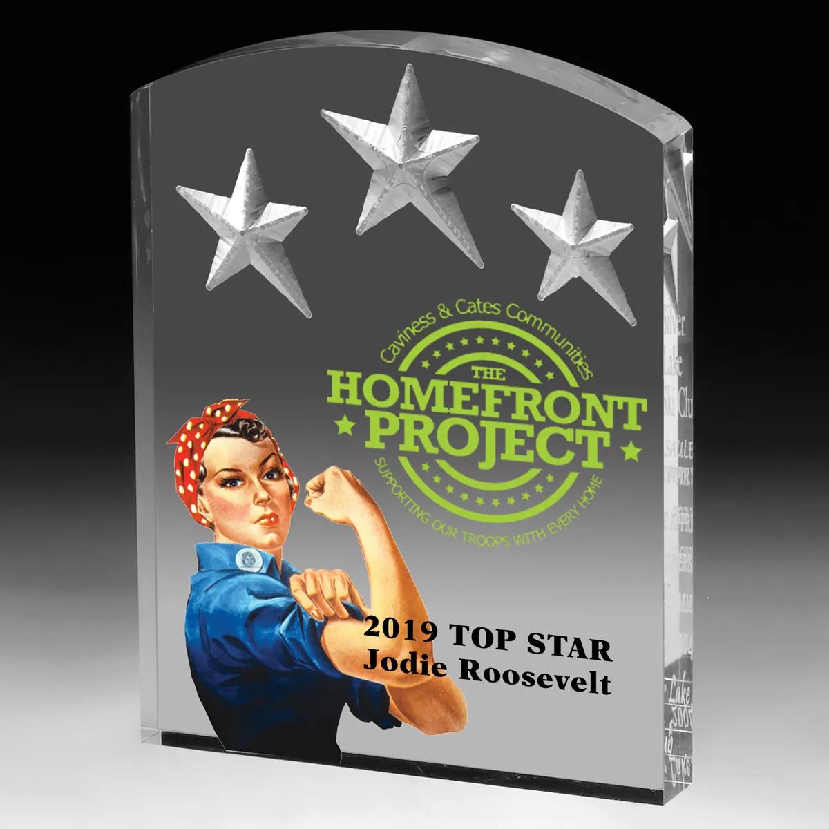 Freestanding Acrylic Award Thick Clear Panel - 5 x 6.5 in - product view 3