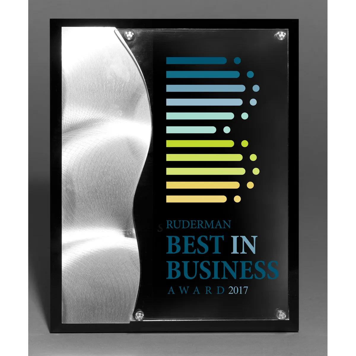 Profile Acrylic Award Plaque Metal Stars Chrome - 8 x 10 in - product view 3