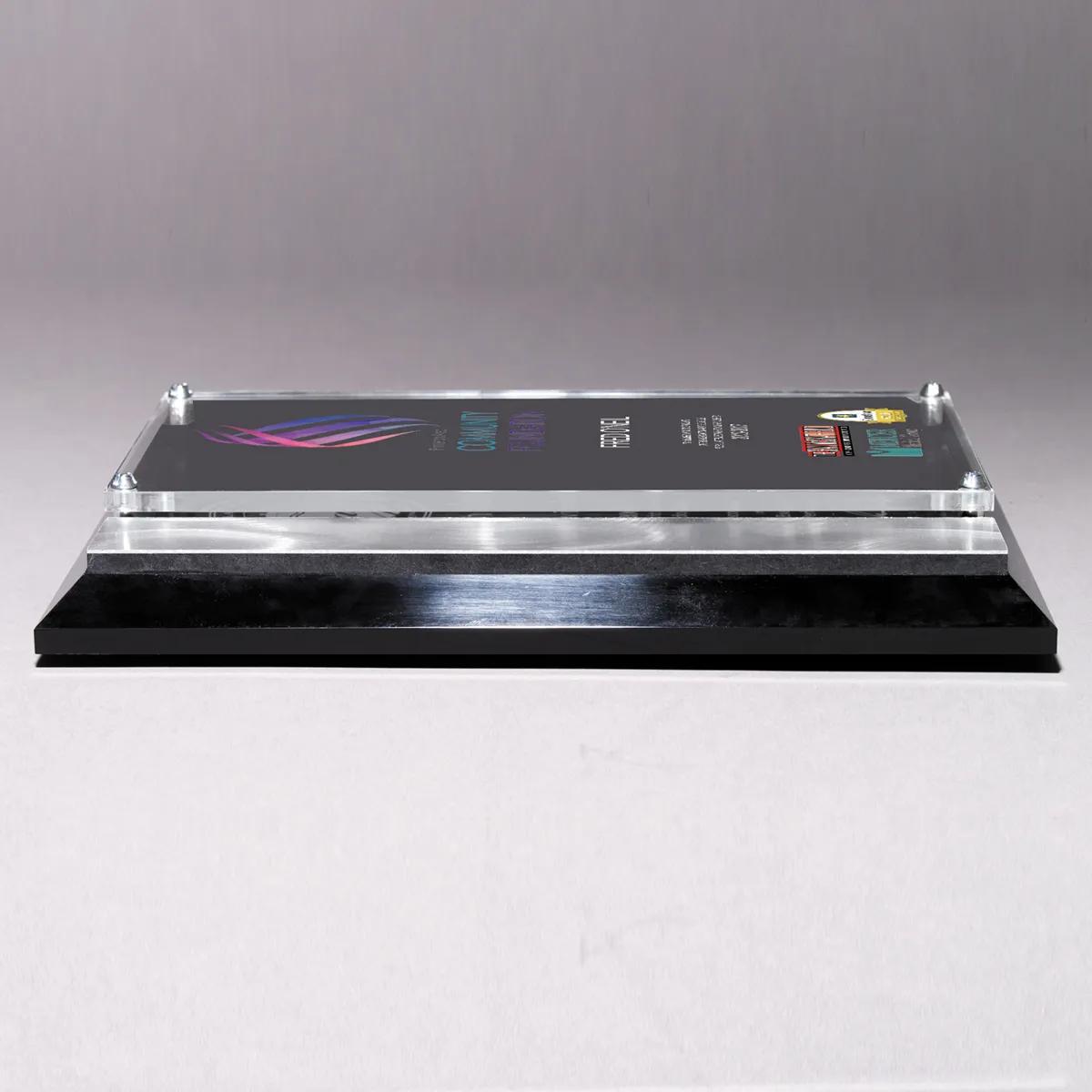 Verse Acrylic Award Plaque Metal Strips Chrome - 8 x 10 in - product view 2