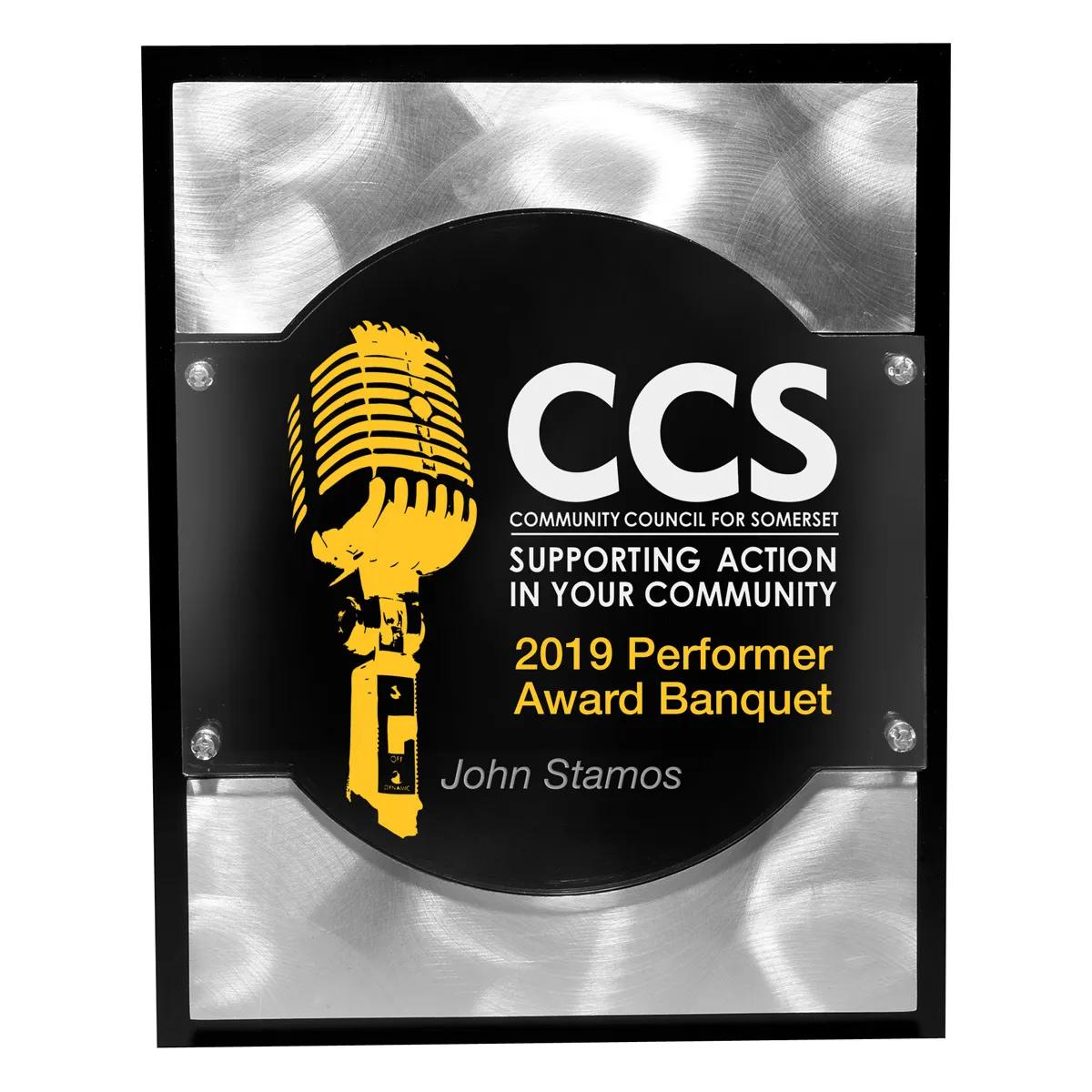 Highlight Acrylic Award Plaque Metal Strips Chrome - 8 x 10 in - product view 7