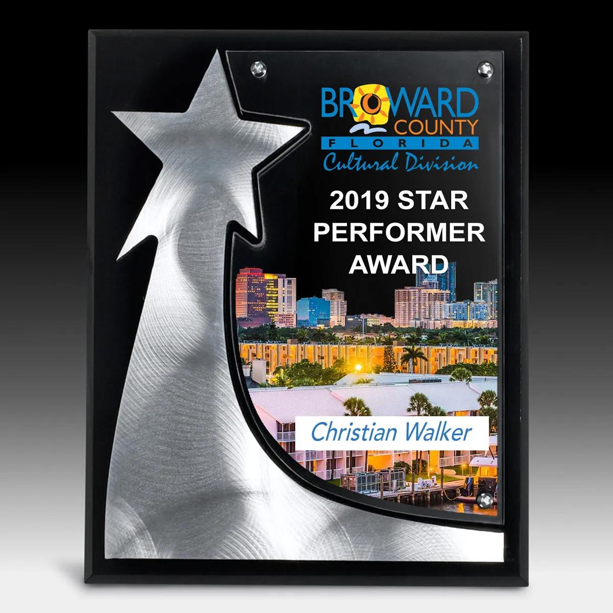 Rising Star Acrylic Award Plaque Metal Accents - 8 x 10 in - product view 6