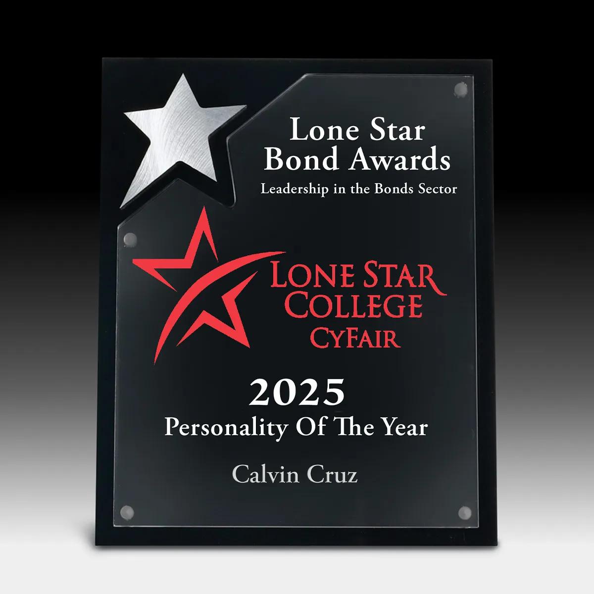 North Star Acrylic Award Plaque Swirled Metal - 8 x 10 in