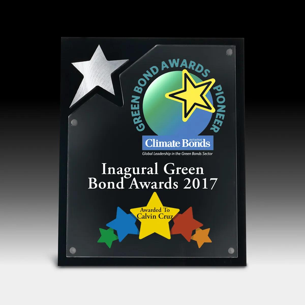 North Star Acrylic Award Plaque Swirled Metal - 8 x 10 in - product view 4