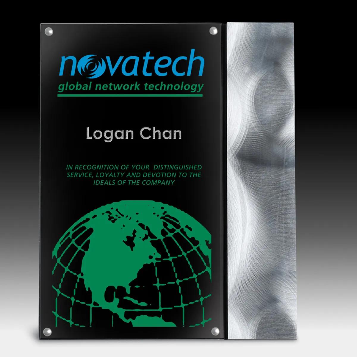 Striped Metal Acrylic Award Plaque Chrome Hardware - 8 x 10 in - product view 5