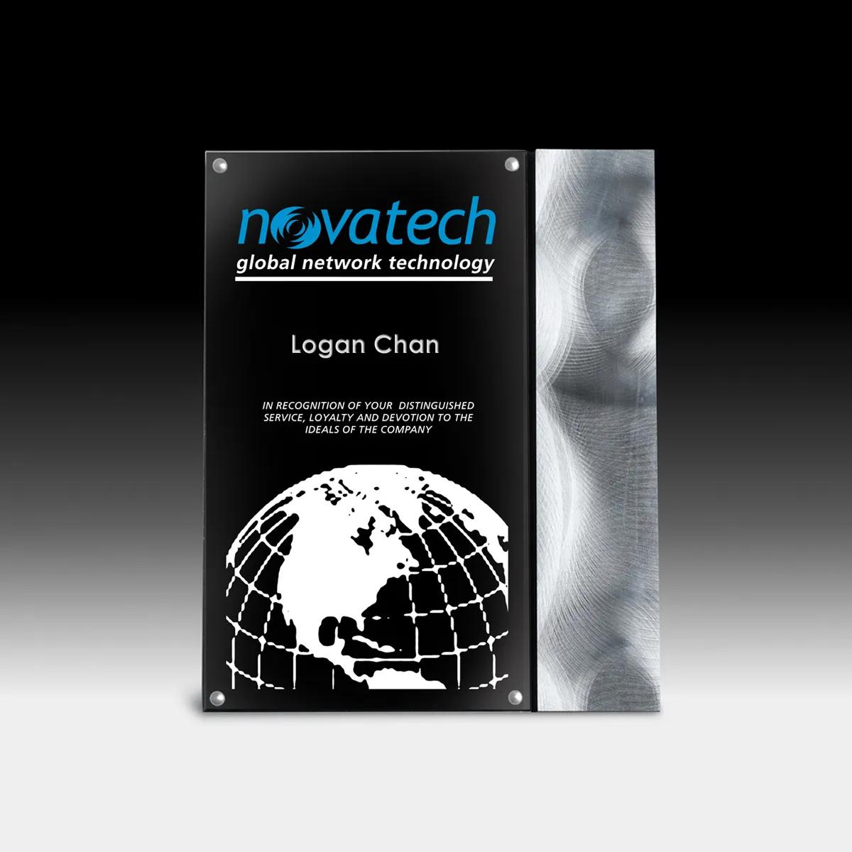 Striped Metal Acrylic Award Plaque Chrome Hardware - 8 x 10 in - product view 7