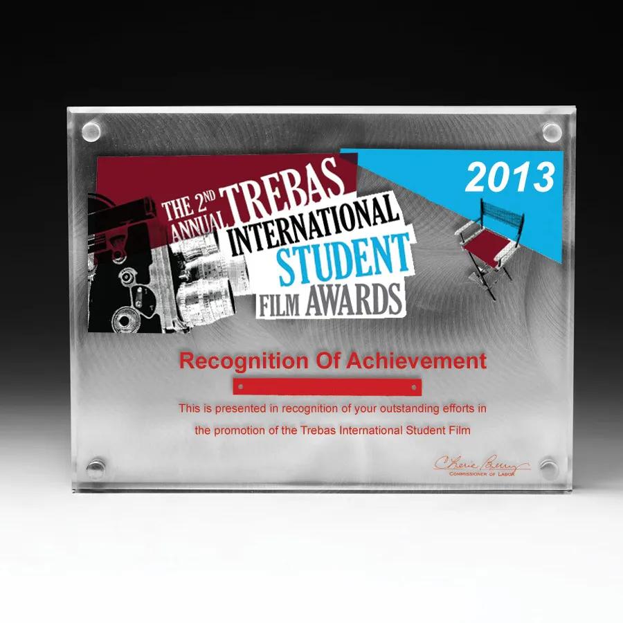 Alumo-Tech II Aluminum Award Plaque Swirled Chrome - 7 x 9 in - product view 2