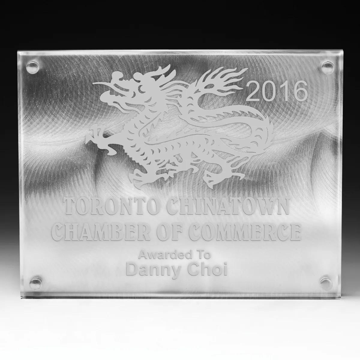 Alumo-Tech II Aluminum Award Plaque Swirled Chrome - 7 x 9 in - product view 3