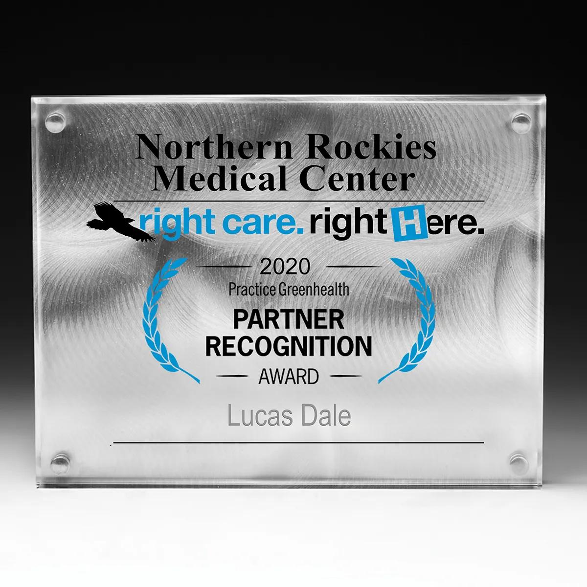 Alumo-Tech II Aluminum Award Plaque Swirled Chrome - 7 x 9 in - product view 5