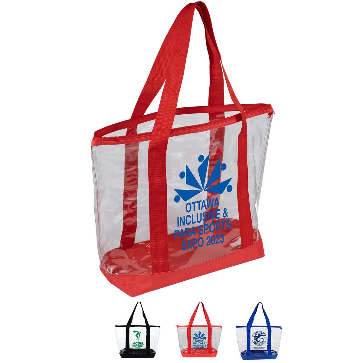 Bondi Jumbo Clear Zippered Tote Bag PVC Bottom - 19 x 13 in