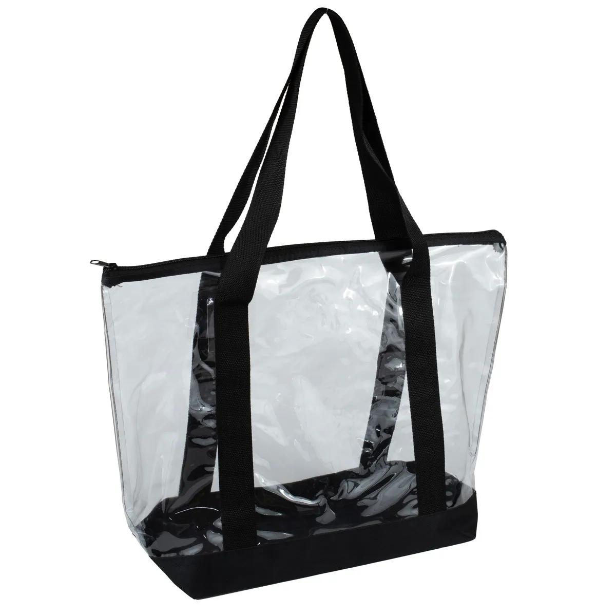Bondi Jumbo Clear Zippered Tote Bag PVC Bottom - 19 x 13 in - product view 2