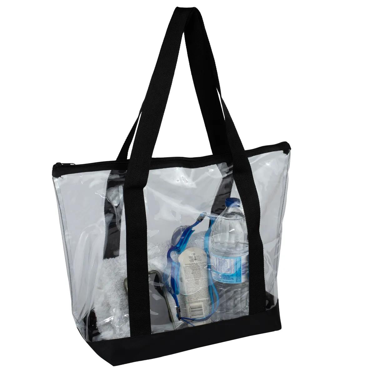 Bondi Jumbo Clear Zippered Tote Bag PVC Bottom - 19 x 13 in - product view 4
