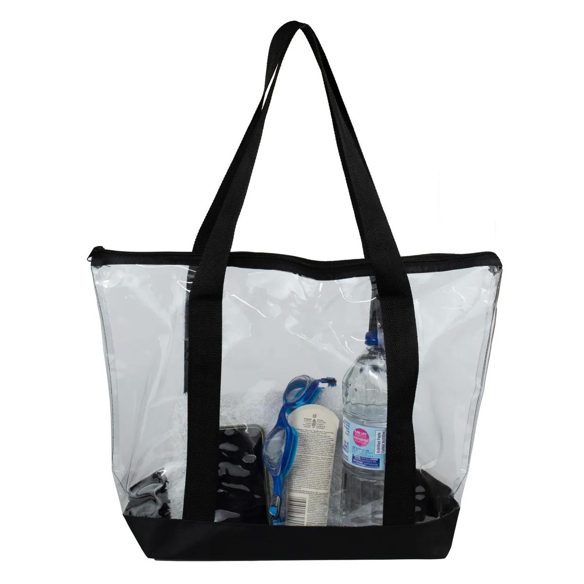 Bondi Jumbo Clear Zippered Tote Bag PVC Bottom - 19 x 13 in - product view 10
