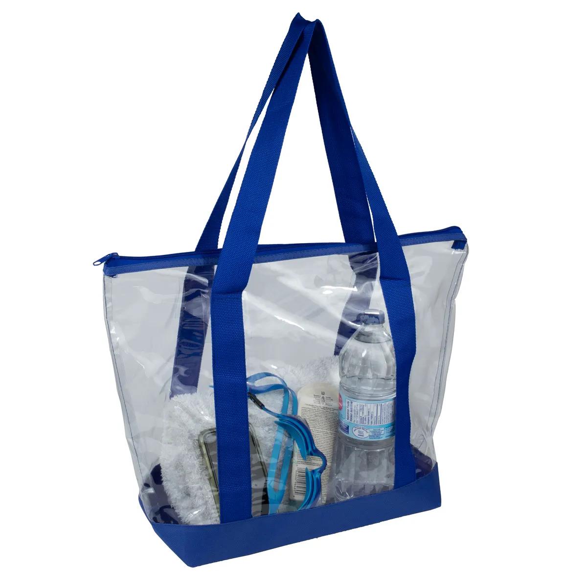 Bondi Jumbo Clear Zippered Tote Bag PVC Bottom - 19 x 13 in - product view 19