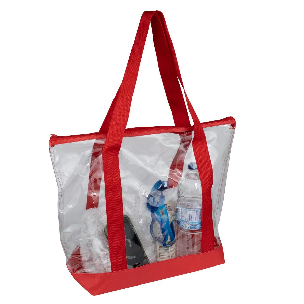 Bondi Jumbo Clear Zippered Tote Bag PVC Bottom - 19 x 13 in - product view 33