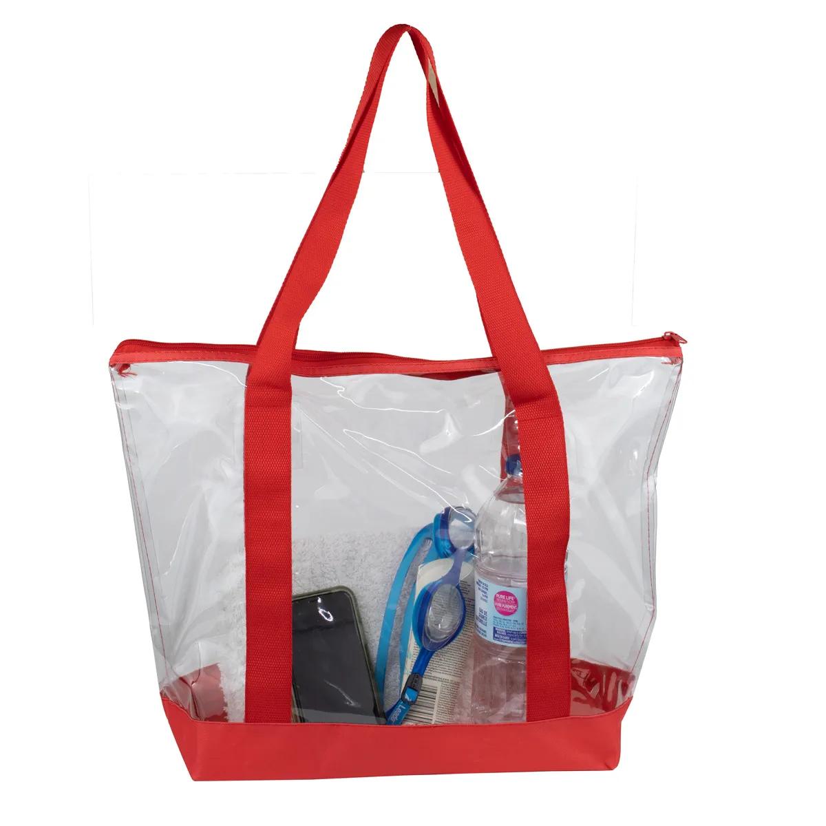 Bondi Jumbo Clear Zippered Tote Bag PVC Bottom - 19 x 13 in - product view 37