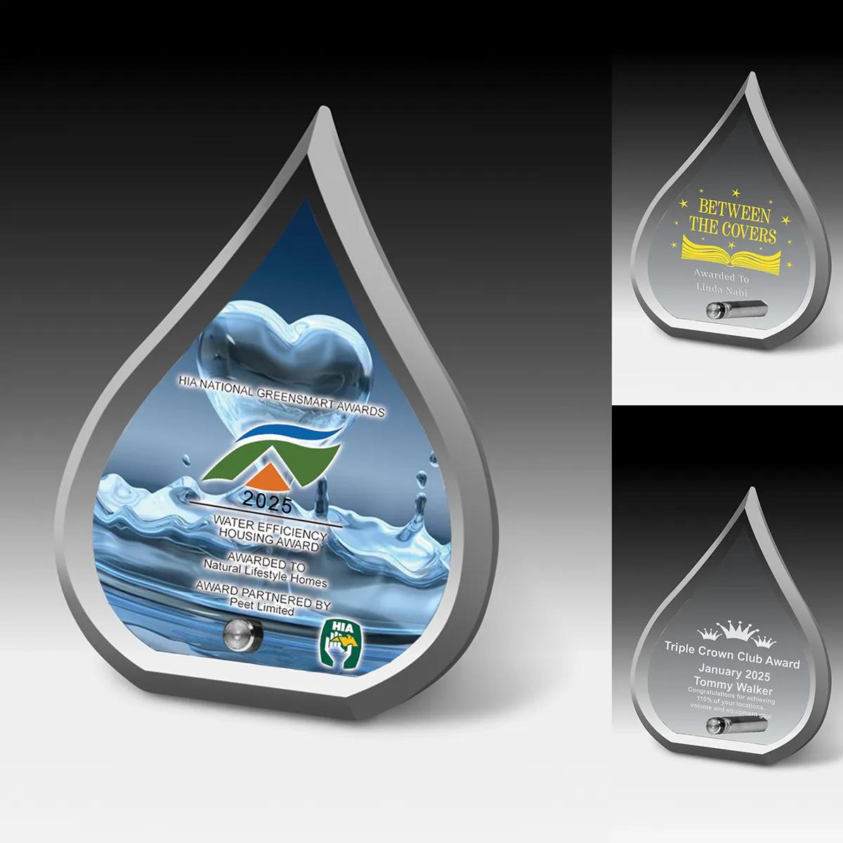 Modern Flame Acrylic Award Chrome Base Designer - 7 x 5 in