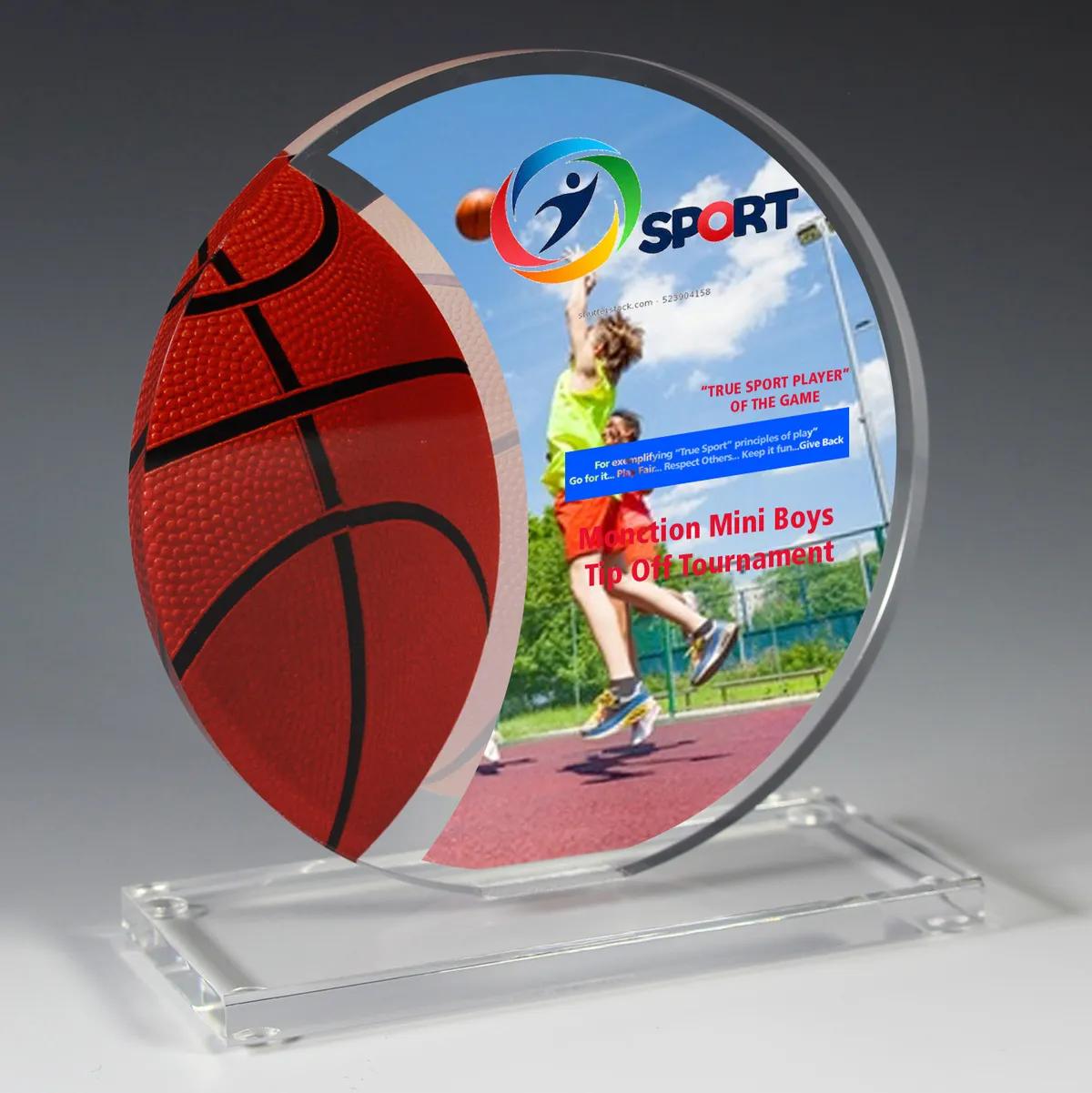 Basketball Achievement Acrylic Award 4 Color Process - 5.75 x 6 in - product view 2
