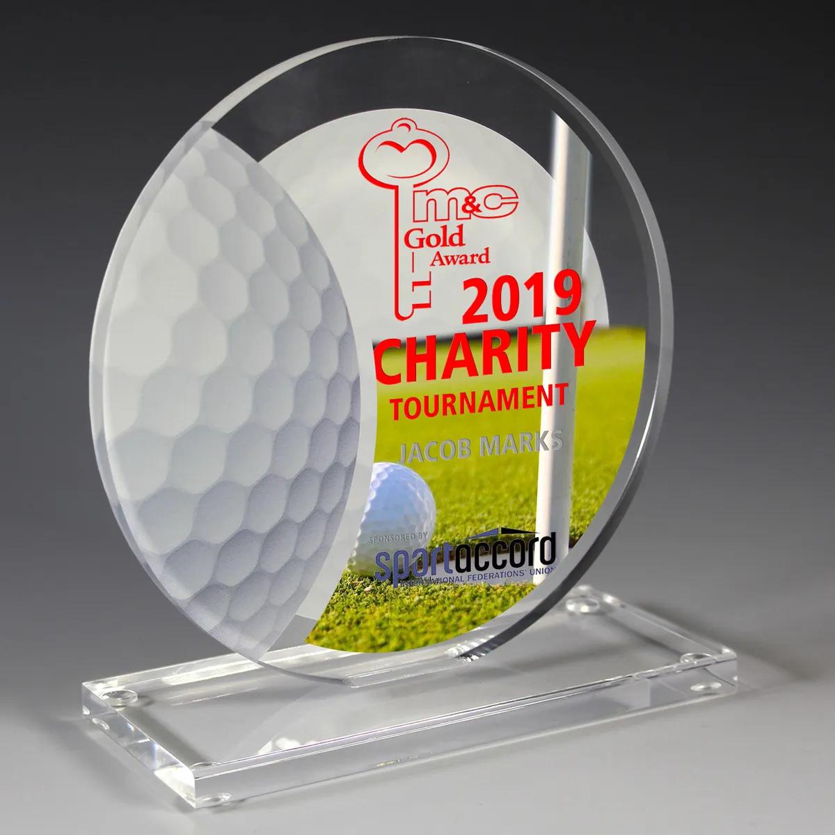Golf Achievement Acrylic Award 4 Color Process - 5.75 x 6 in - product view 2