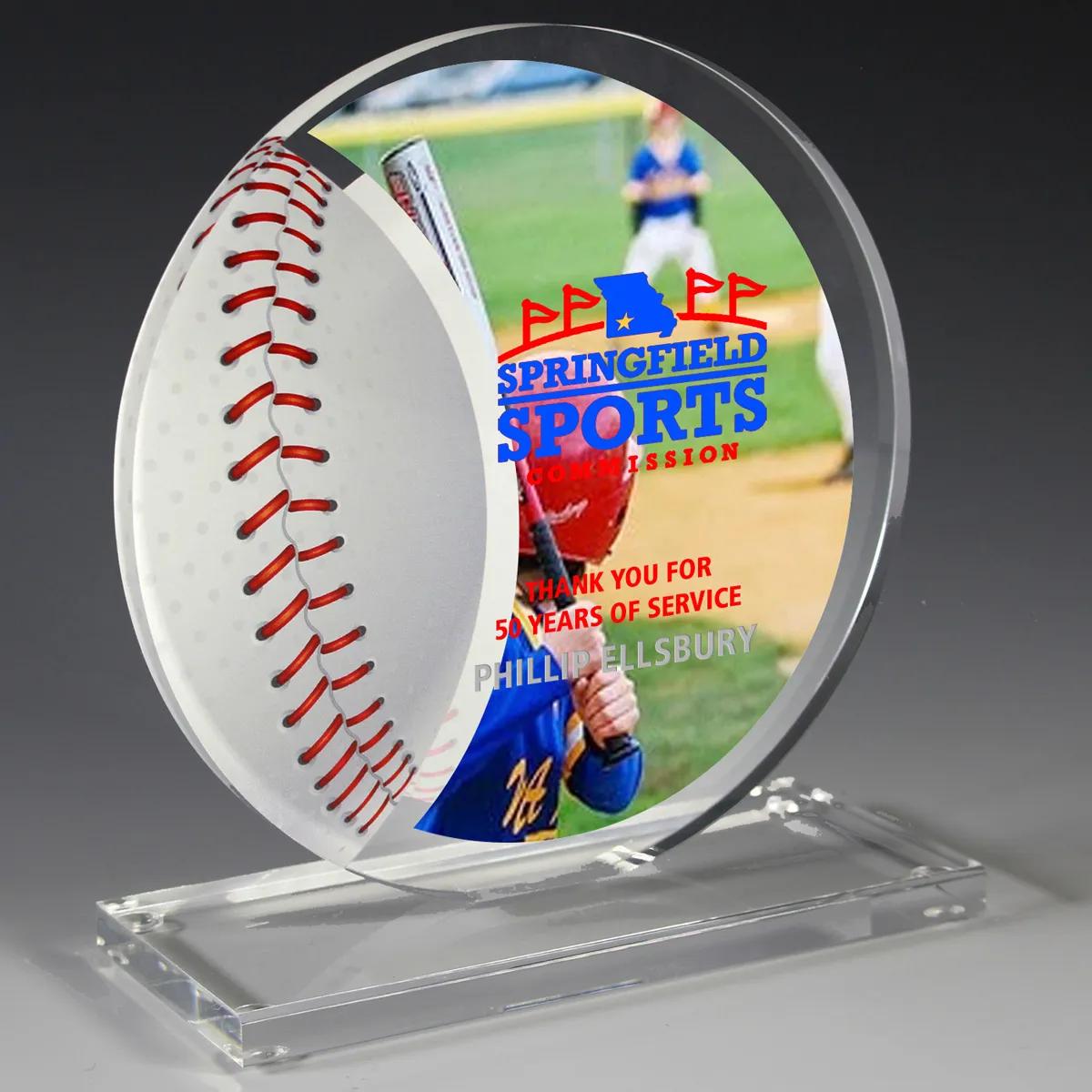 Baseball Achievement Acrylic Award 4 Color Process - 5.75 x 6 in - product view 2