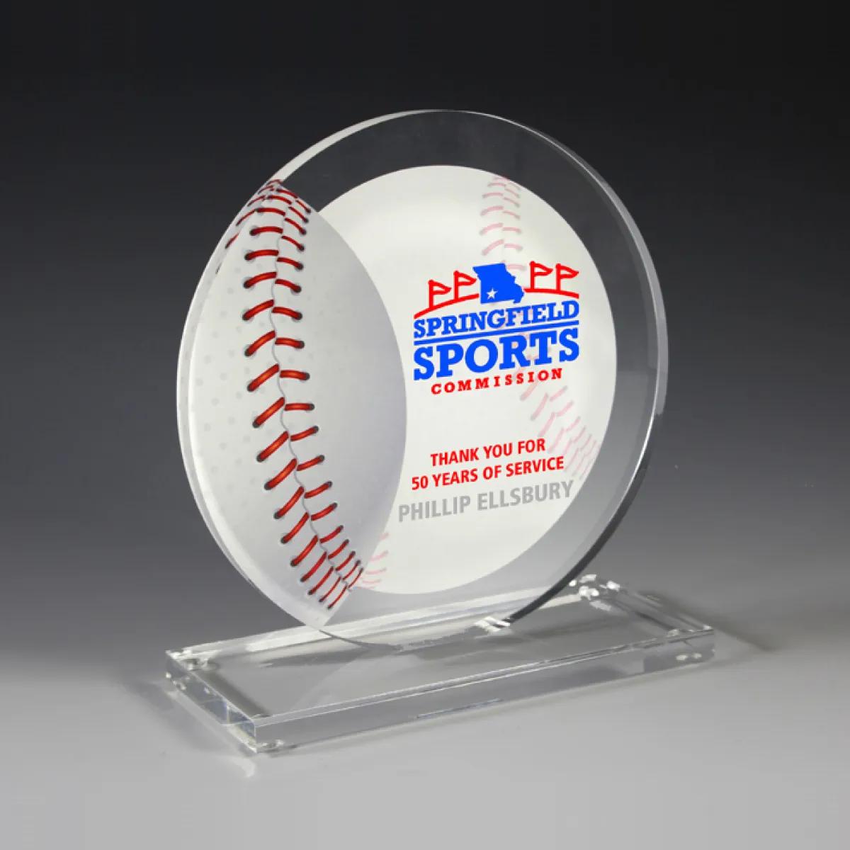 Baseball Achievement Acrylic Award 4 Color Process - 5.75 x 6 in - product view 3