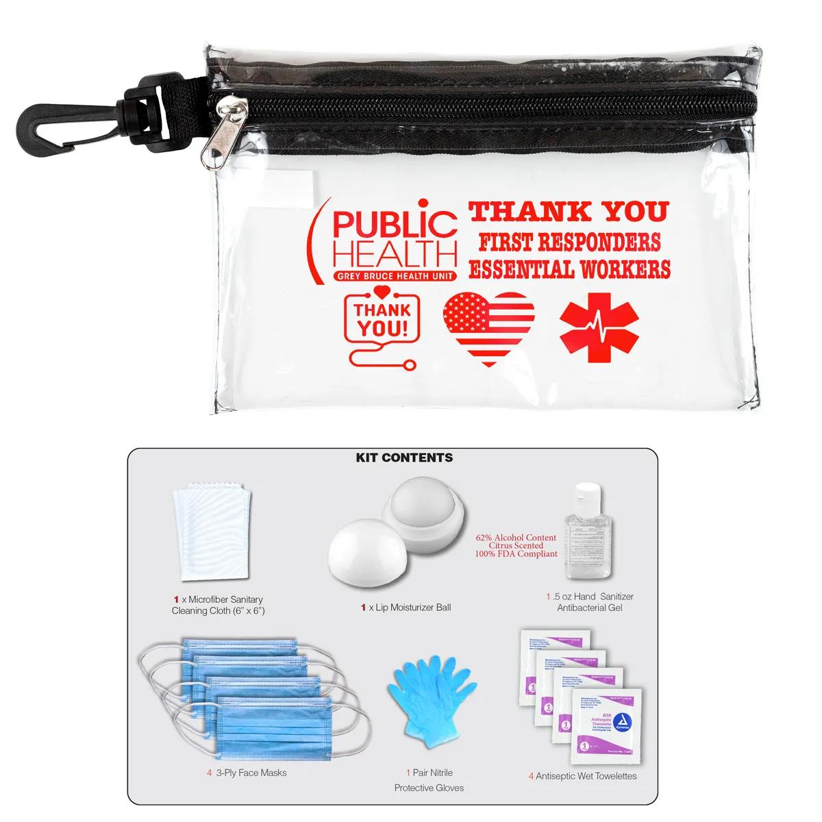 First Aid Safety Kit 12 Piece Carabiner Microfiber - 7.5 x 5 in - product view 5