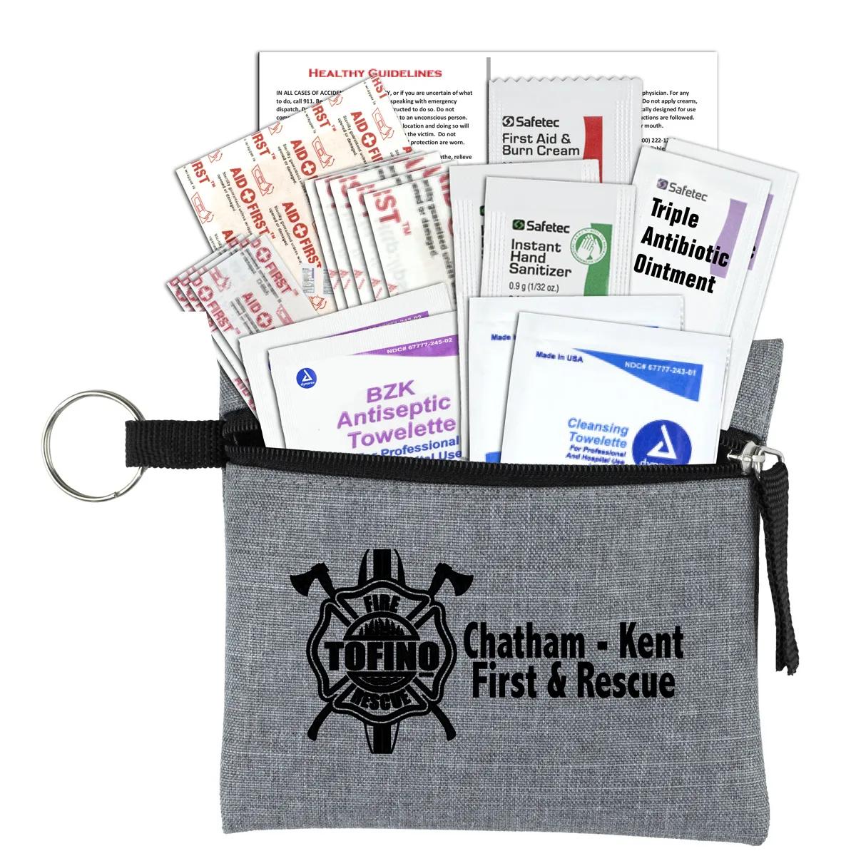 First Aid Kit 18 Piece Heathered Pouch Polyester - 4.5 x 4.5 in - product view 2