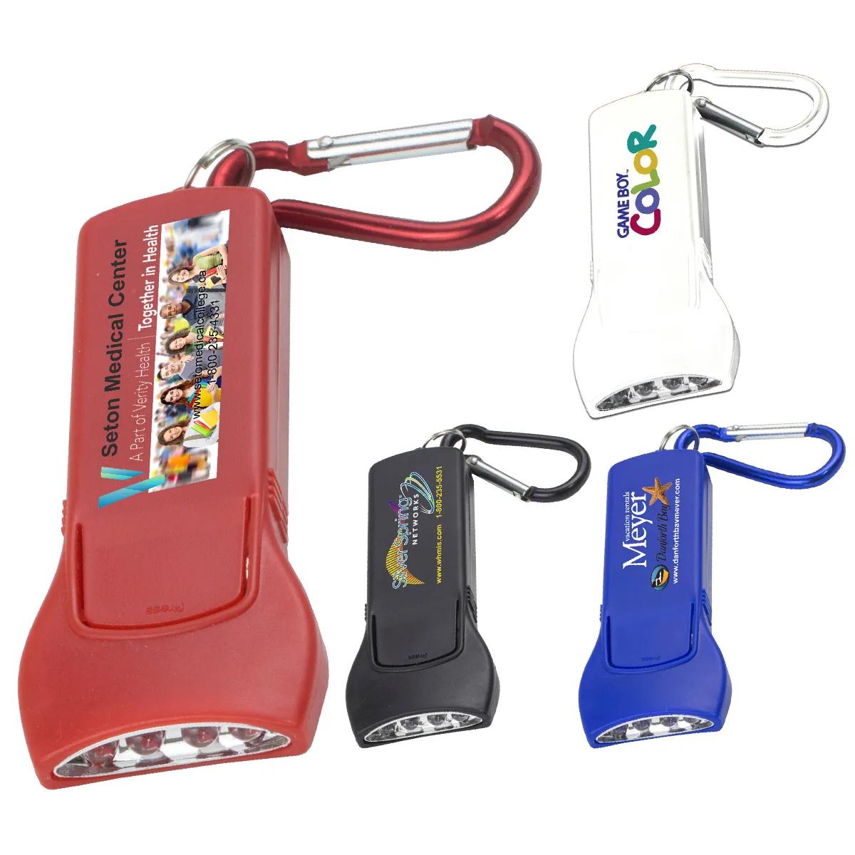 Custom Keychains LED Flashlight Carabiner Clip - 3.6 x 1.5 in