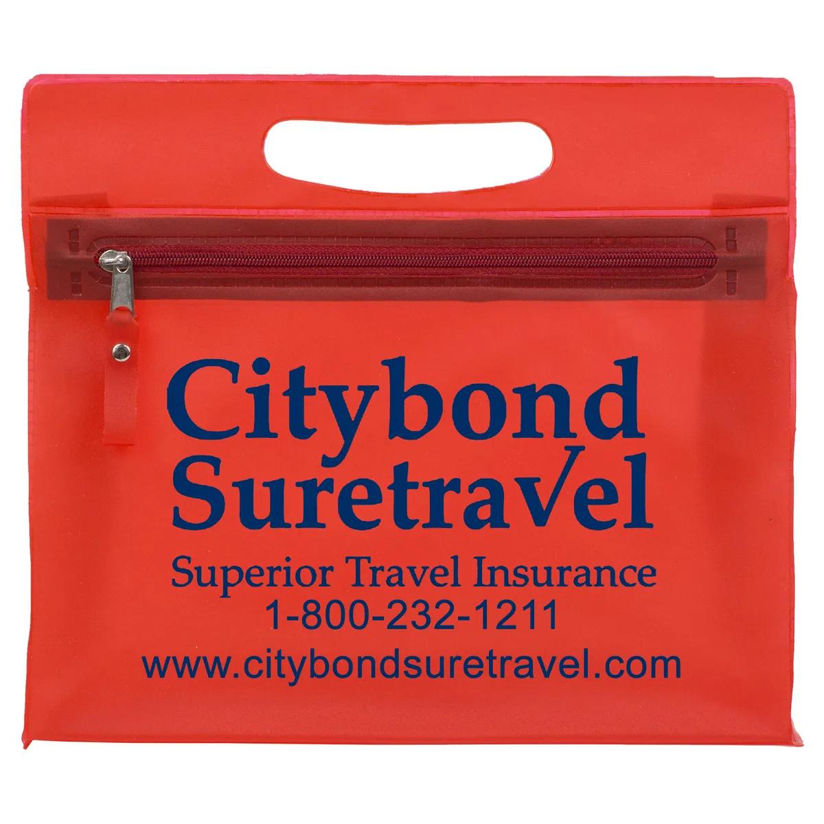 Travel Pouch Vinyl Zipper Clear Gusset Handle - 9.5 x 8.25 in - product view 2