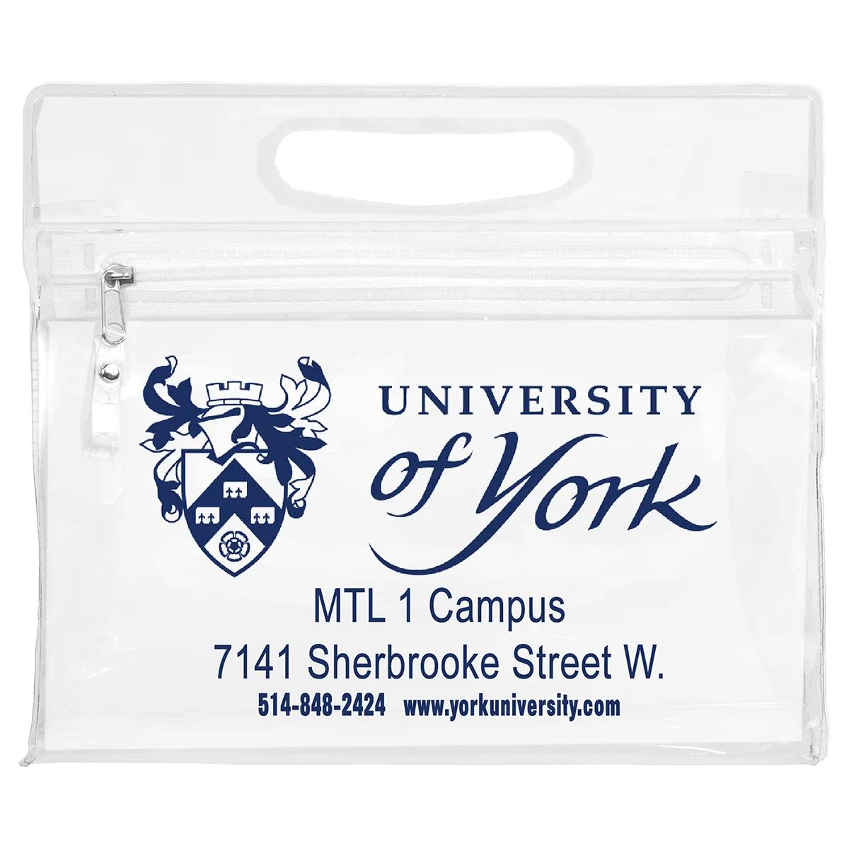 Travel Pouch Vinyl Zipper Clear Gusset Handle - 9.5 x 8.25 in - product view 5