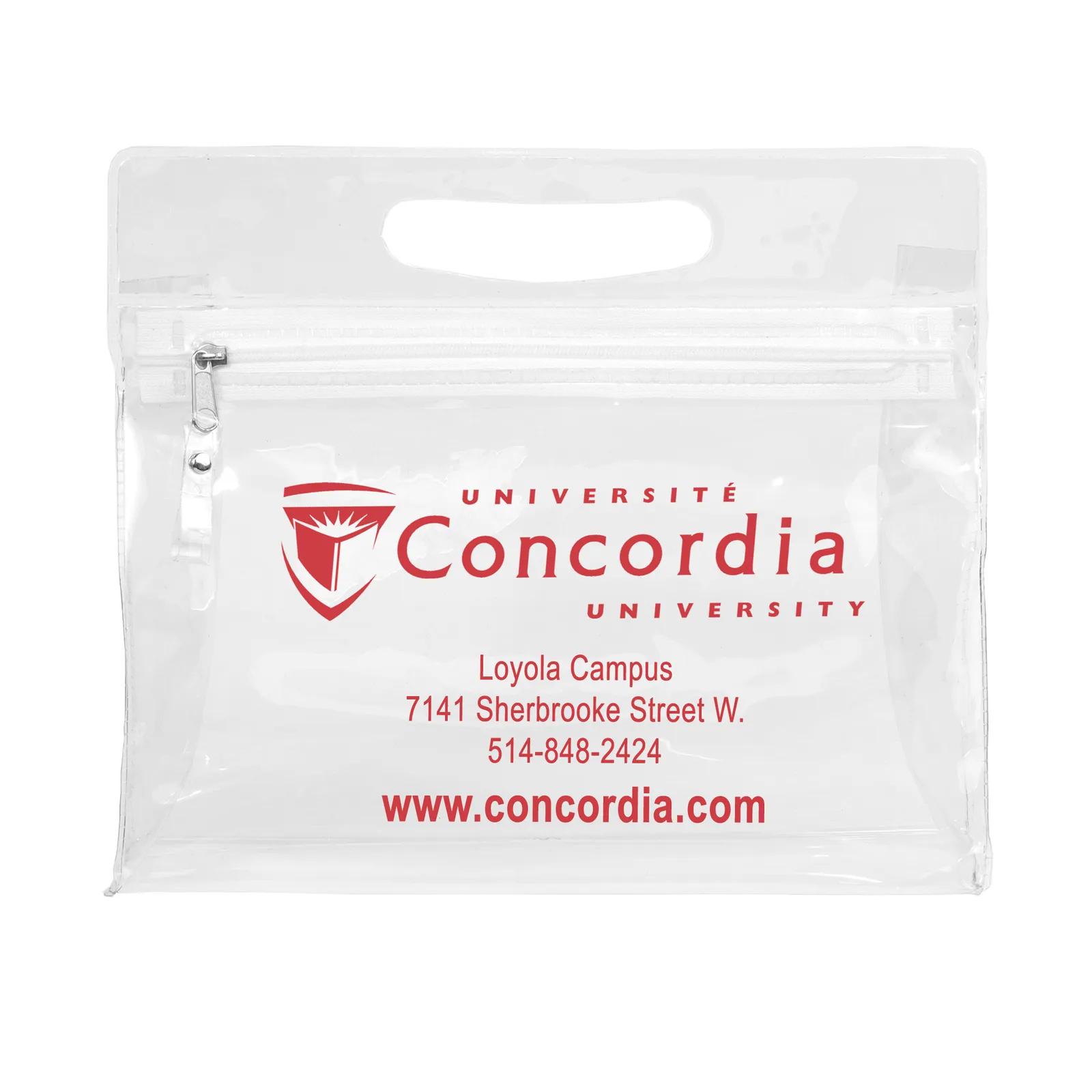 Travel Pouch Vinyl Zipper Clear Gusset Handle - 9.5 x 8.25 in - product view 6