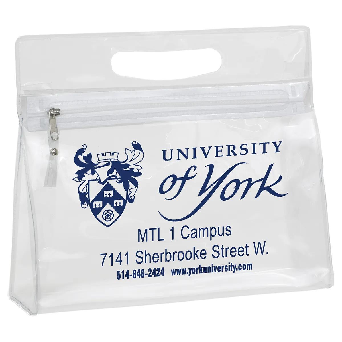 Travel Pouch Vinyl Zipper Clear Gusset Handle - 9.5 x 8.25 in - product view 9