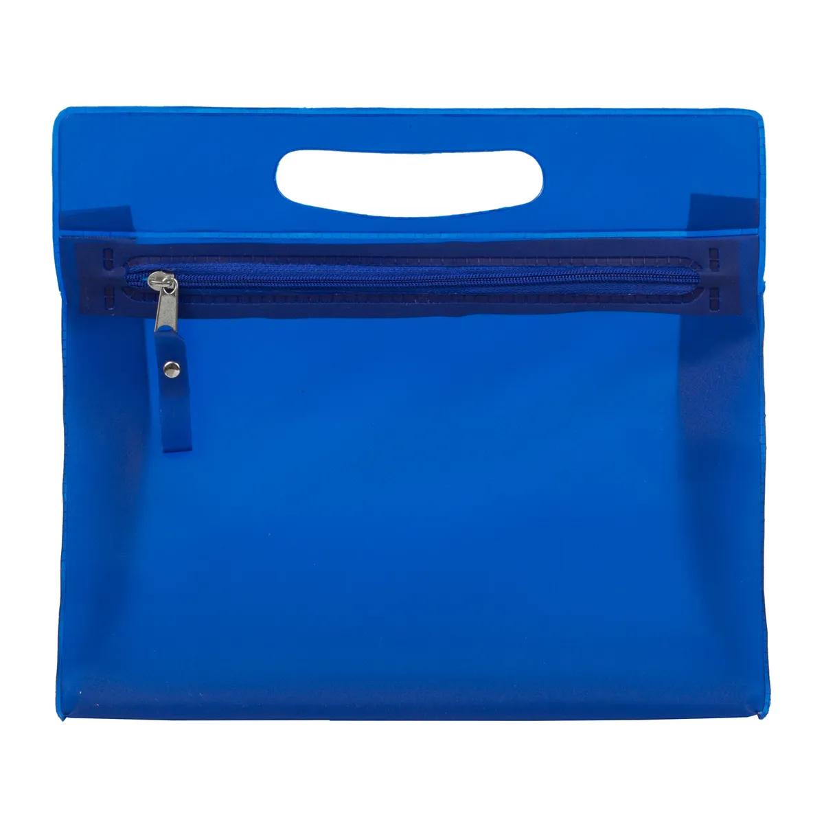 Travel Pouch Vinyl Zipper Clear Gusset Handle - 9.5 x 8.25 in - product view 11