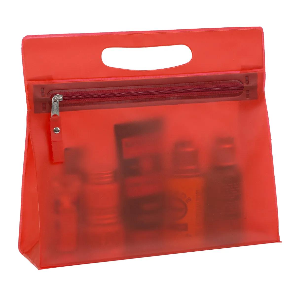 Travel Pouch Vinyl Zipper Clear Gusset Handle - 9.5 x 8.25 in - product view 16