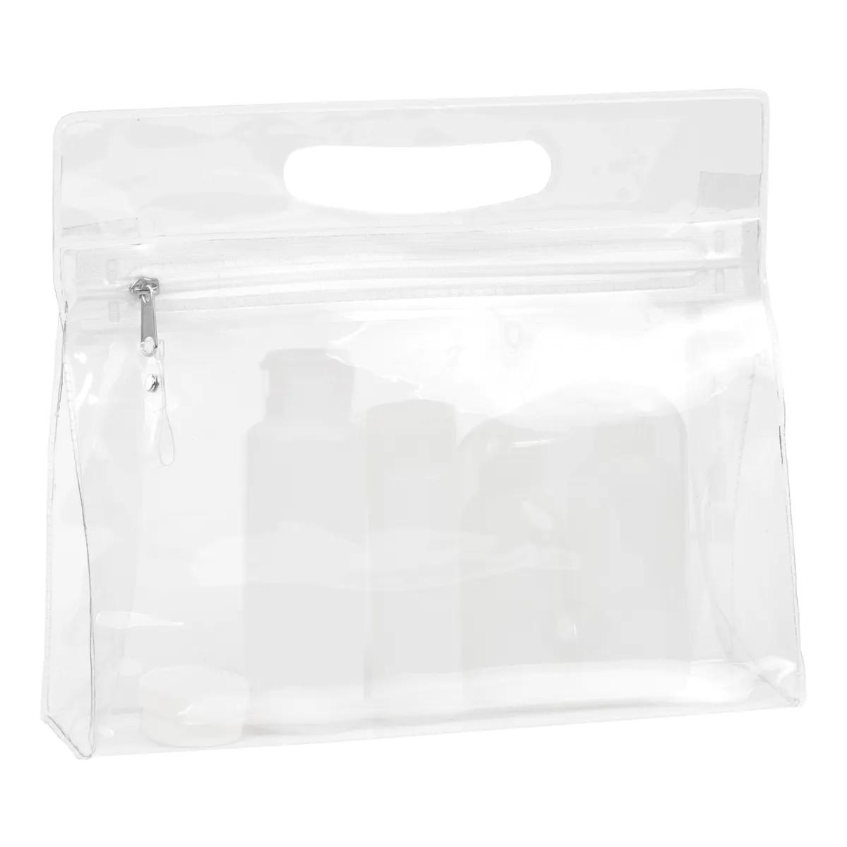 Travel Pouch Vinyl Zipper Clear Gusset Handle - 9.5 x 8.25 in - product view 27