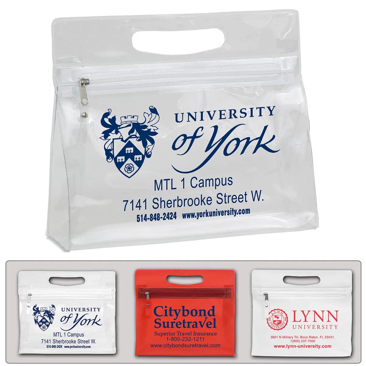 Travel Pouch Vinyl Zipper Clear Gusset Handle - 9.5 x 8.25 in - product view 31