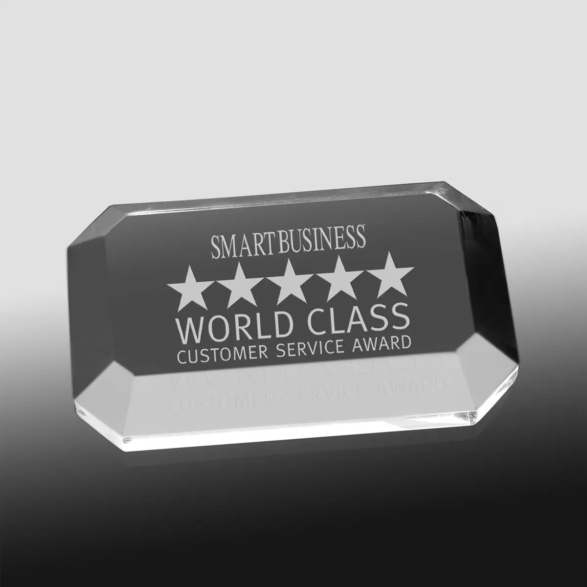 Acrylic Paperweight Beveled Rectangle Clear - 4 x 2.5 x 0.75 in - product view 2