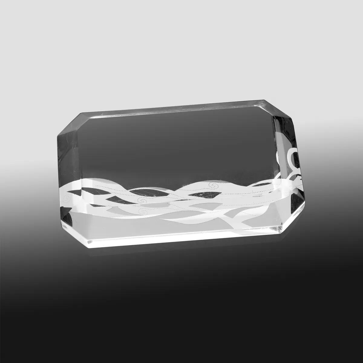 Acrylic Paperweight Beveled Rectangle Clear - 4 x 2.5 x 0.75 in - product view 3