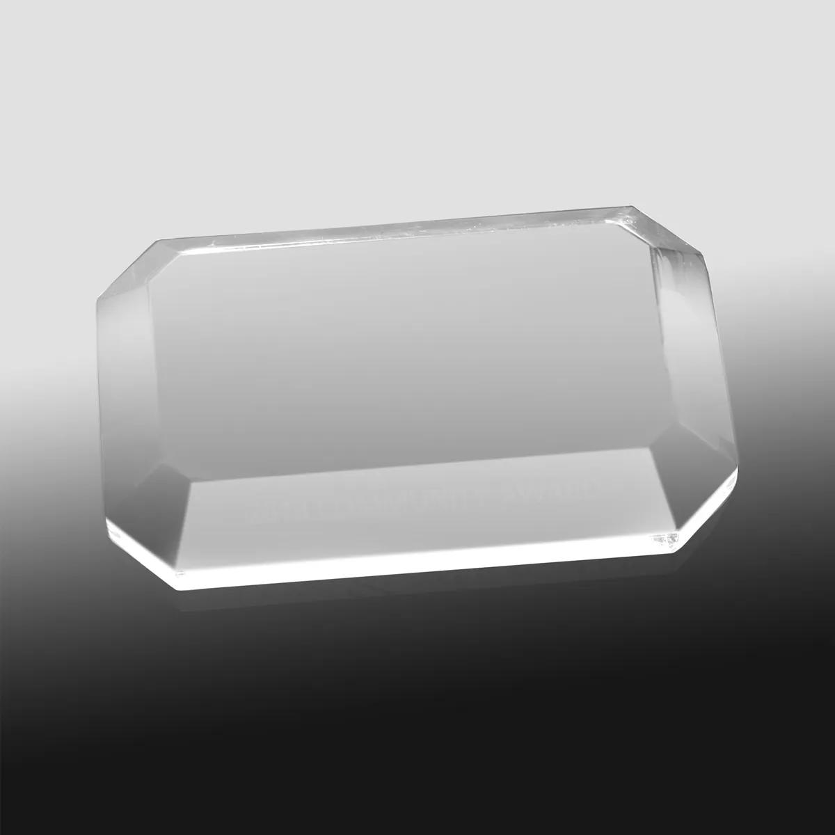 Acrylic Paperweight Beveled Rectangle Clear - 4 x 2.5 x 0.75 in - product view 5