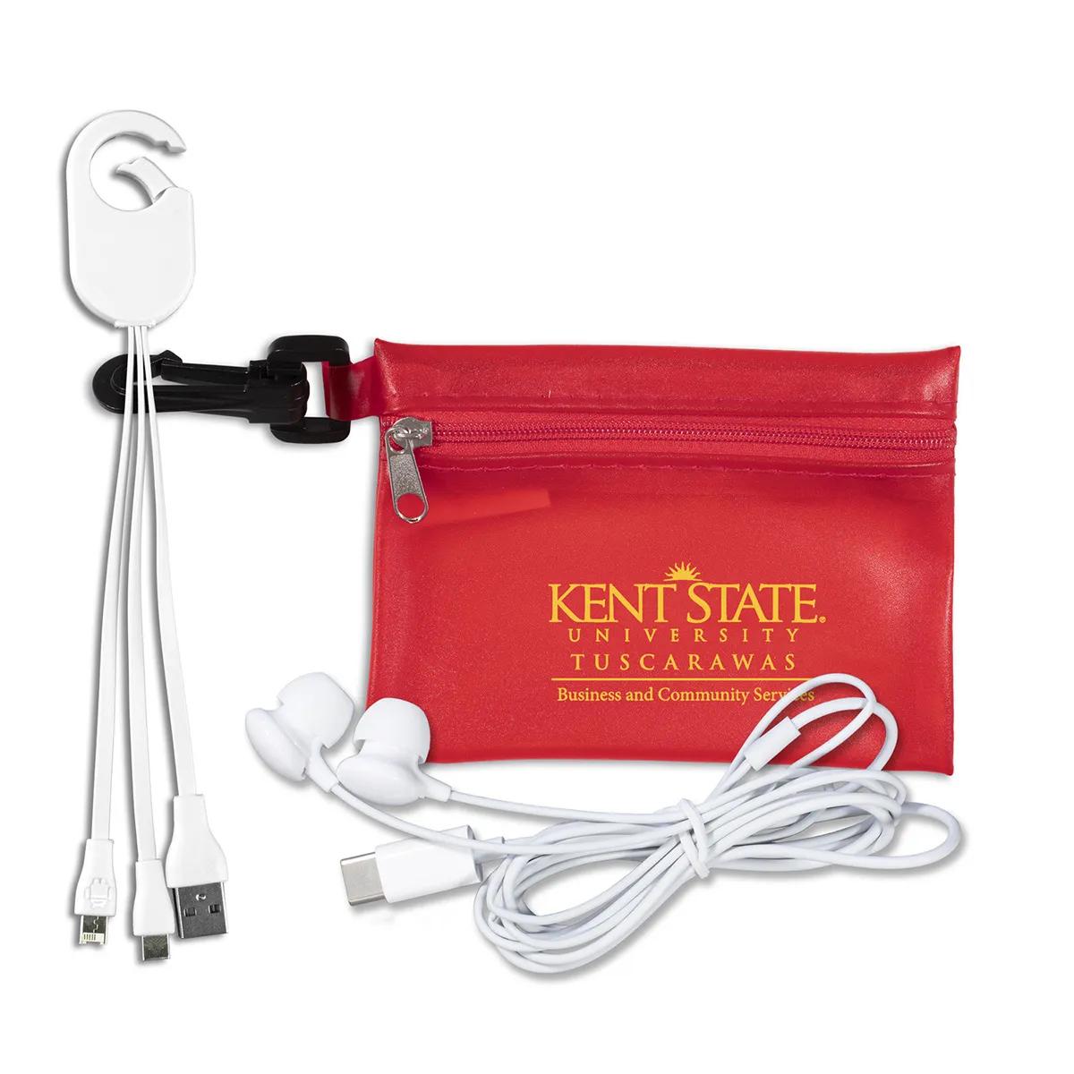 Mobile Tech Kit Earbud Charging Cables Carabiner Pouch - product view 2