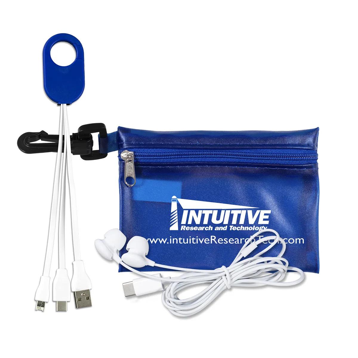 Mobile Tech Kit Earbud Charging Cables Carabiner Pouch - product view 3