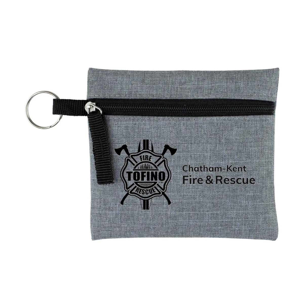 Heathered Gray Zipper Pouch Polyester Travel - 4.5 x 4.5 in - product view 2