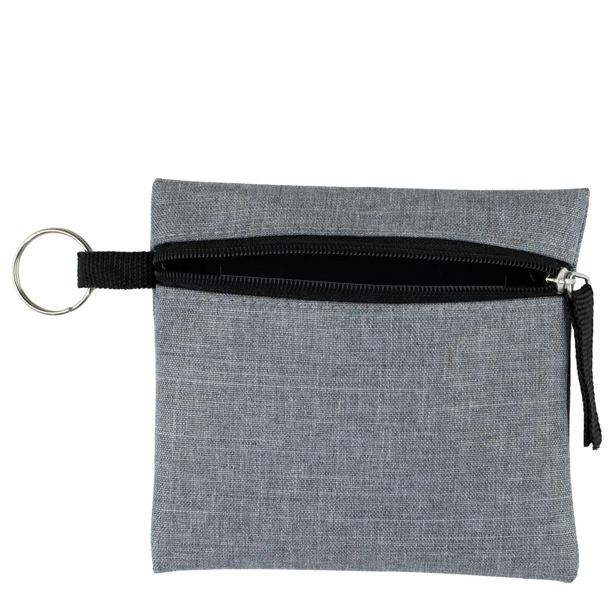Heathered Gray Zipper Pouch Polyester Travel - 4.5 x 4.5 in - product view 3