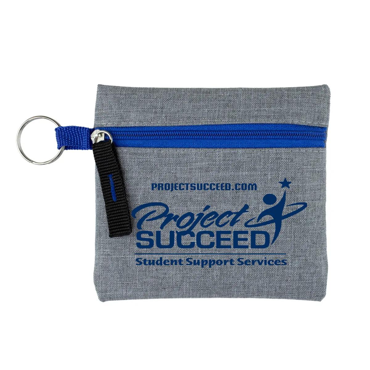 Heathered Gray Zipper Pouch Polyester Travel - 4.5 x 4.5 in - product view 6