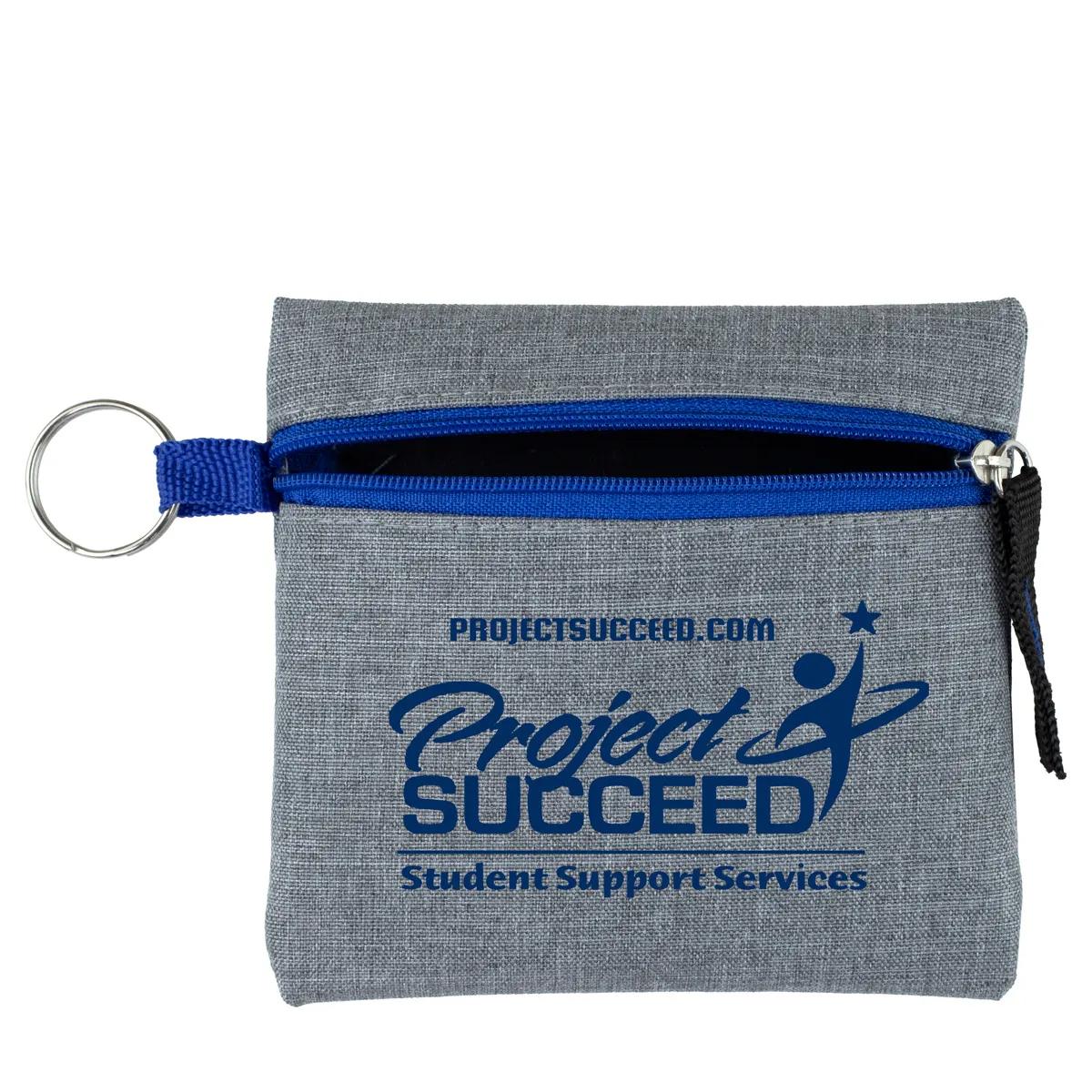 Heathered Gray Zipper Pouch Polyester Travel - 4.5 x 4.5 in - product view 8