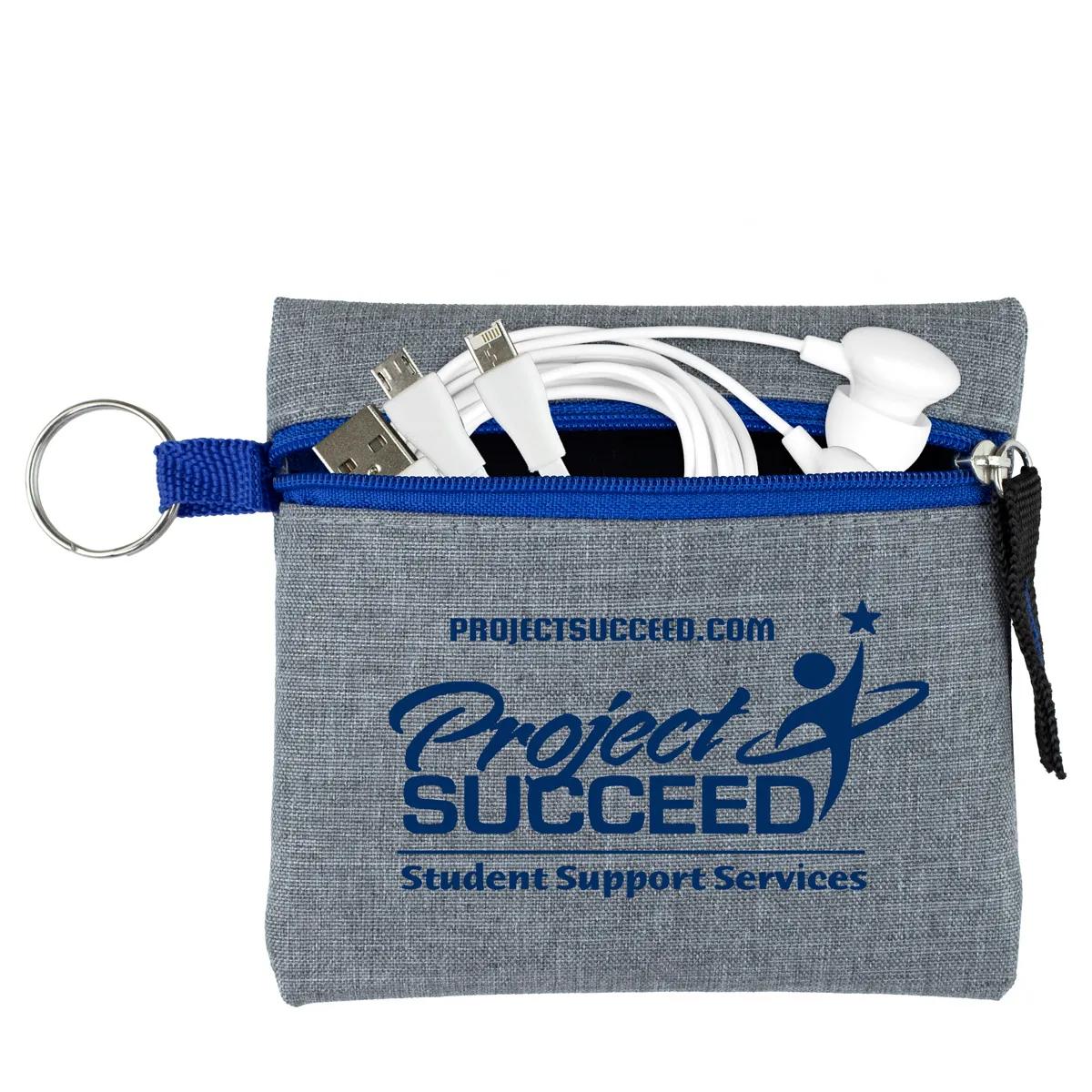 Heathered Gray Zipper Pouch Polyester Travel - 4.5 x 4.5 in - product view 10