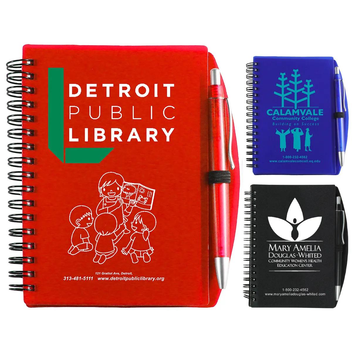 Pocket Notebook with Pen Polypropylene Cover - 5.3 x 6.1 in