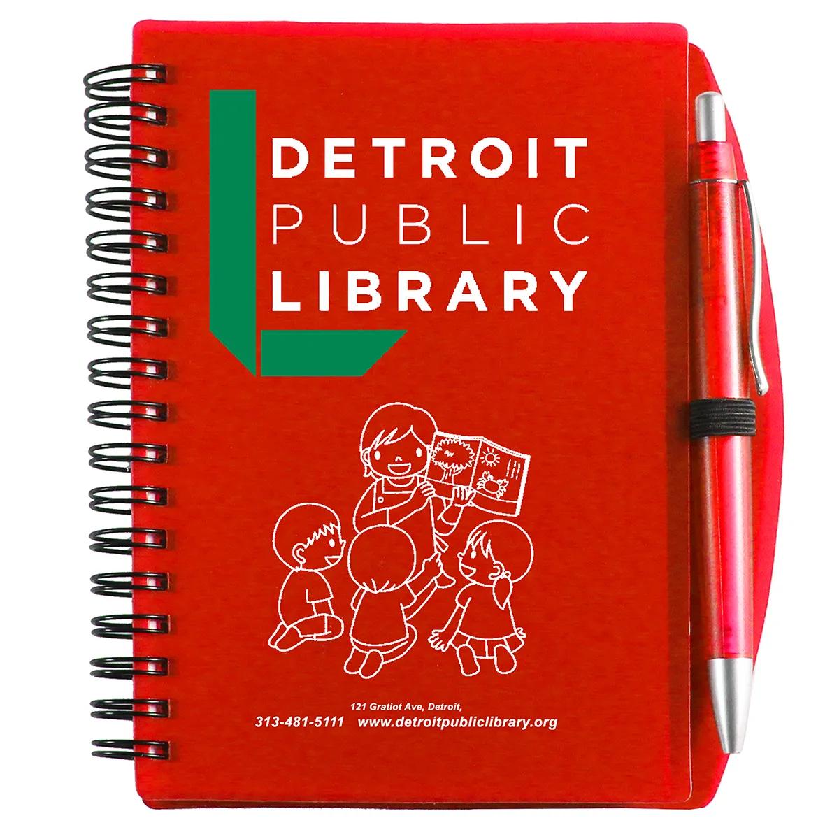 Pocket Notebook with Pen Polypropylene Cover - 5.3 x 6.1 in - product view 2