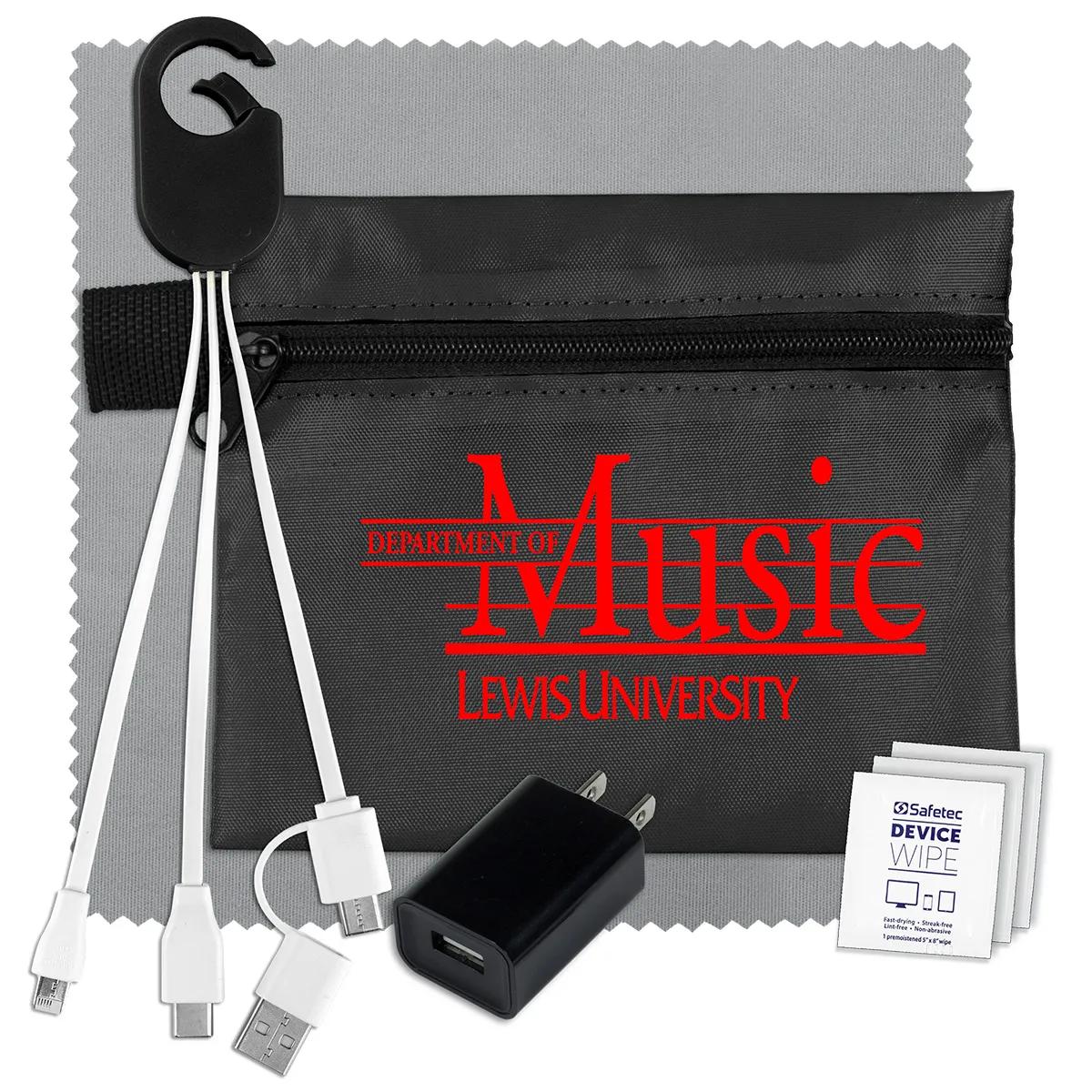 Tech Travel Kit USB Charger Cables Microfiber - 5 x 4.3 in - product view 2